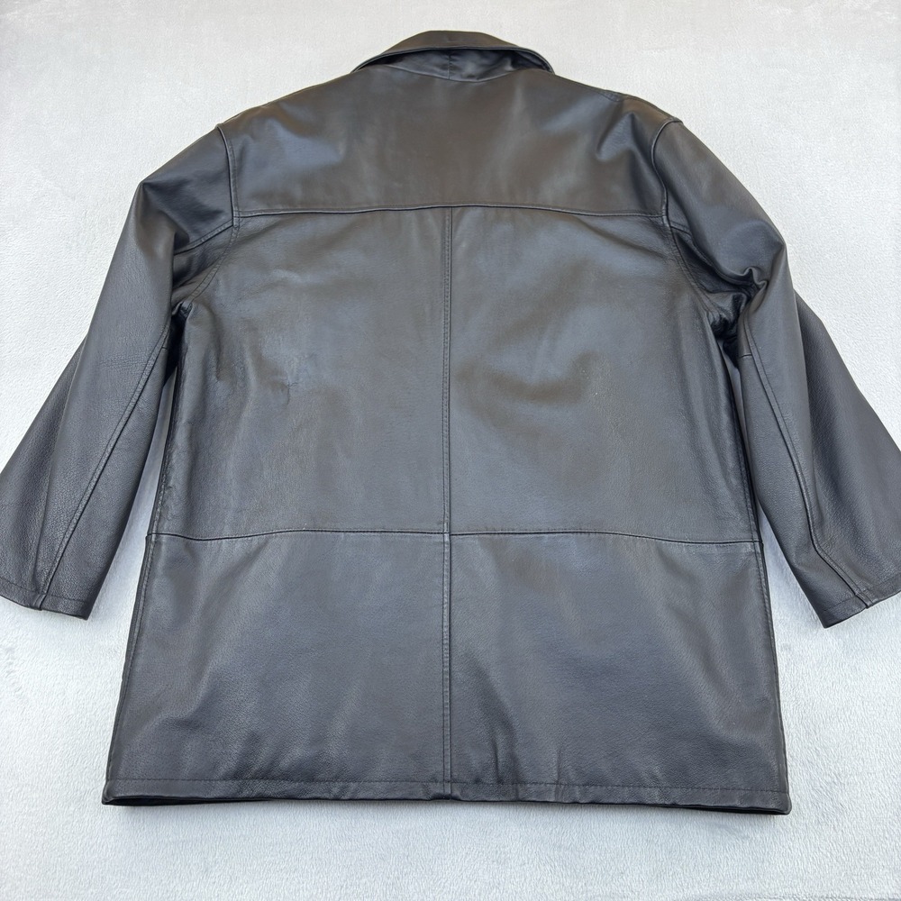 Airborne Leathers Coat Mens Medium Black Genuine Leather Overcoat Trench Jacket - Picture 6 of 11